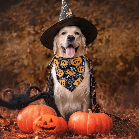 4pcs Halloween Dog Bandanas, Breathable Dog Triangle Scarf Washable Halloween Dog Neckerchief Ghost Pumpkin Halloween Bandanas for Big Small Medium Large Dog and Cats (Style 3) in Saudi Arabia