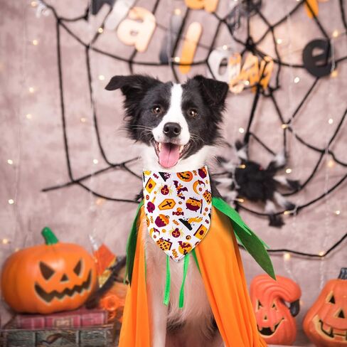 4pcs Halloween Dog Bandanas, Breathable Dog Triangle Scarf Washable Halloween Dog Neckerchief Ghost Pumpkin Halloween Bandanas for Big Small Medium Large Dog and Cats (Style 3) in Saudi Arabia