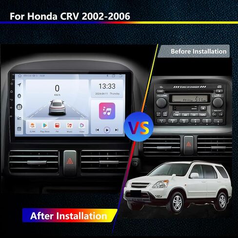 Car Stereo for Honda CRV Radio 02-06 (2GB+32GB) Wireless Carplay and Android Auto 4G+WiFi GPS Navigation 9 Inch Touchscreen Head Unit with HD Backup Camera/Bluetooth/Miror Link/MIC/RDS/FM/SWC in Kuwait