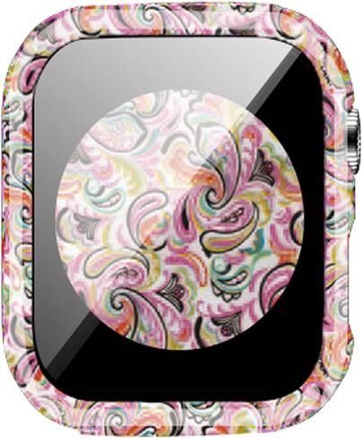 Compatible with Apple Watch Series 9 8 7 41mm 45mm Floral Hard PC Case Tempered Glass Screen Protector Cover Resistant Impact Resistant Protective Case for Apple Watch 45mm 41mm (45mm, Flowers 6) in Kuwait