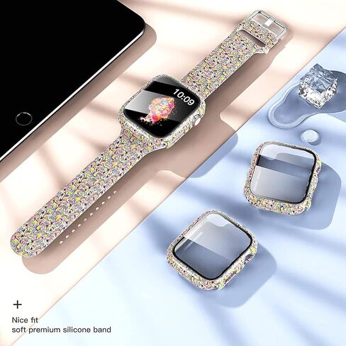 Compatible with Apple Watch Series 9 8 7 41mm 45mm Floral Hard PC Case Tempered Glass Screen Protector Cover Resistant Impact Resistant Protective Case for Apple Watch 45mm 41mm (45mm, Flowers 6) in Kuwait