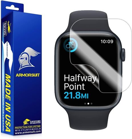 مجموعة من 8 قطع من ArmorSuit لساعة Apple Watch 7 مقاس 45 ملم، واقي شاشة MilitaryShield HD شفاف - صنع في الولايات المتحدة الأمريكية in Saudi Arabia