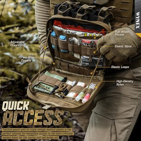 حقيبة WYNEX التكتيكية Molle Mag من تصميم القطع بالليزر، حقيبة مجلة تكتيكية ثلاثية لـ M4/M16 Mag، وحقائب أدوات إدارة Molle للوصول السريع، تتضمن حقيبة EMT الطبية المنظمة رقعة in Kuwait