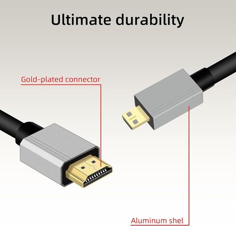 RIIEYOCA 4K Short Micro HDMI to HDMI Coiled Cable, 90 Degree Left Angle HDMI Male to Micro HDMI Male Cable,18Gbps High Speed HDMI 2.0 Support 4K@60Hz,Compatible with Cameras,Monitors (3FT/0.9M) in Saudi Arabia