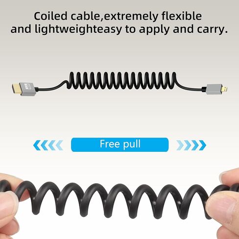RIIEYOCA 4K Short Micro HDMI to HDMI Coiled Cable, 90 Degree Left Angle HDMI Male to Micro HDMI Male Cable,18Gbps High Speed HDMI 2.0 Support 4K@60Hz,Compatible with Cameras,Monitors (3FT/0.9M) in Saudi Arabia