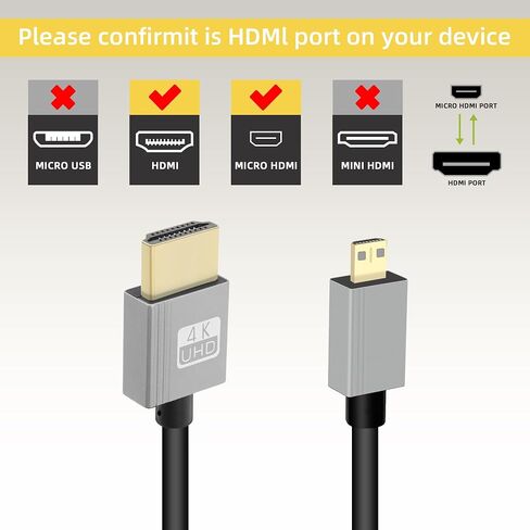 RIIEYOCA 4K Short Micro HDMI to HDMI Coiled Cable, 90 Degree Left Angle HDMI Male to Micro HDMI Male Cable,18Gbps High Speed HDMI 2.0 Support 4K@60Hz,Compatible with Cameras,Monitors (3FT/0.9M) in Saudi Arabia