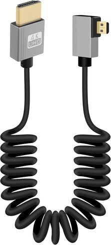 RIIEYOCA 4K Short Micro HDMI to HDMI Coiled Cable, 90 Degree Left Angle HDMI Male to Micro HDMI Male Cable,18Gbps High Speed HDMI 2.0 Support 4K@60Hz,Compatible with Cameras,Monitors (3FT/0.9M) in Saudi Arabia