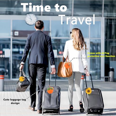 حامل بطاقات الأمتعة الجلدية اللطيفة مع مجموعة حافظة Airtag، حجرة مخفية لحقيبة تتبع حقيبة السفر AirTag مع حلقة من الفولاذ المقاوم للصدأ، ملصق معرف الاسم (البرسيمون) in Saudi Arabia