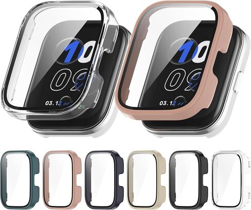 E ECSEM Case Intended for Amazfit Bip 5 Unity Frame PC Protective Cover with Tempered Glass Film for Amazfit Bip 5 Unity Smartwatch Screen Protectors Accessories (6Colors) in Saudi Arabia