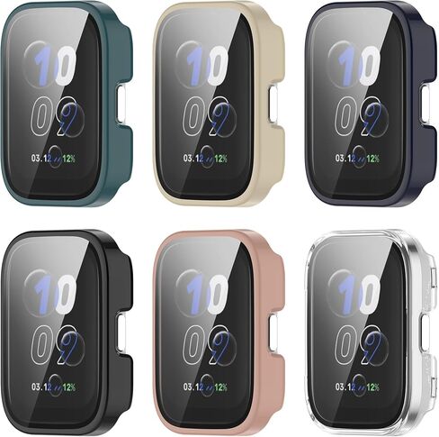 E ECSEM Case Intended for Amazfit Bip 5 Unity Frame PC Protective Cover with Tempered Glass Film for Amazfit Bip 5 Unity Smartwatch Screen Protectors Accessories (6Colors) in Saudi Arabia