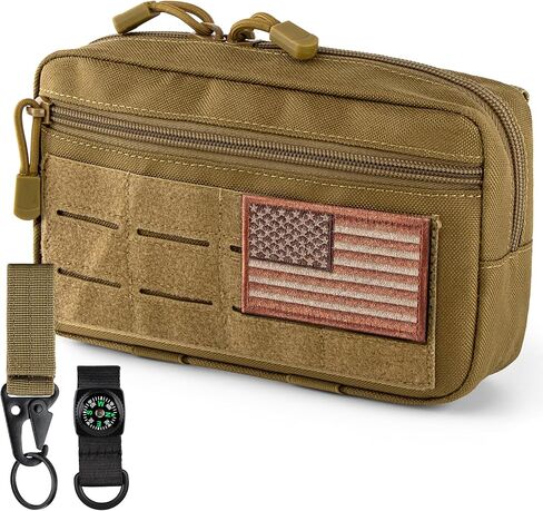 IronSeals Tactical Molle Horizontal Admin Pouch Multi-Purpose Laser-Cut EDC Tool Pouch Molle Attachment Bag Flag Patch Included in Kuwait