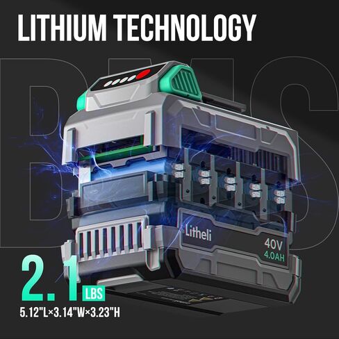 Litheli Battery Pack 40V, 2.5Ah Replacement Lithium Batteries, Only Fit for Litheli 40V Power Tools and Outdoor Power Equipment in Kuwait