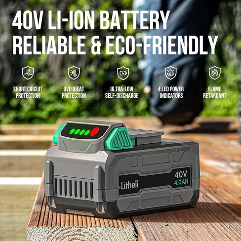 Litheli Battery Pack 40V, 2.5Ah Replacement Lithium Batteries, Only Fit for Litheli 40V Power Tools and Outdoor Power Equipment in Kuwait