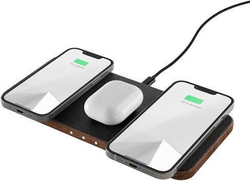 Woodcessories - Wireless Multi Charger inductive Charging Station Made of Wood - Compatible with 3 Qi Enabled Devices (Oak) in Kuwait