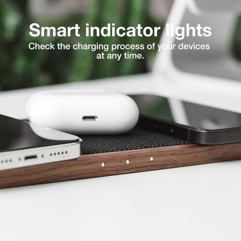 Woodcessories - Wireless Multi Charger inductive Charging Station Made of Wood - Compatible with 3 Qi Enabled Devices (Oak) in Kuwait