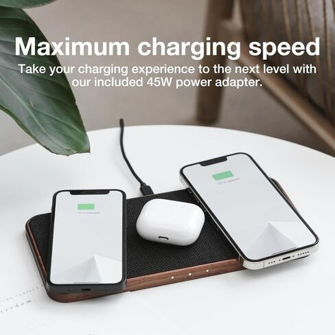 Woodcessories - Wireless Multi Charger inductive Charging Station Made of Wood - Compatible with 3 Qi Enabled Devices (Oak) in Kuwait