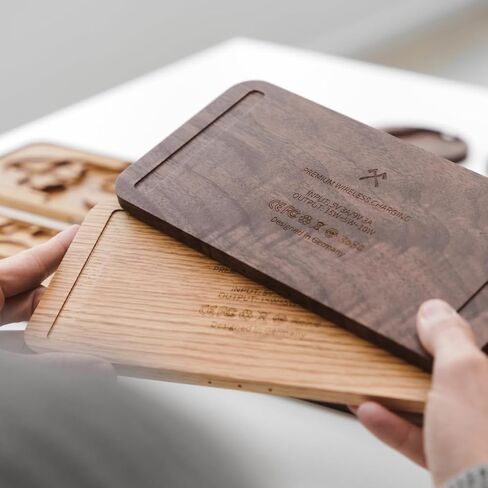 Woodcessories - Wireless Multi Charger inductive Charging Station Made of Wood - Compatible with 3 Qi Enabled Devices (Oak) in Kuwait