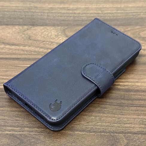 Vegas Wallet Phone Case Compatible with iPhone 15 Pro Max 6.7in – Elegant Full-Grain Leather Phone Case Wallet – Card Holder Wallet RFID Blocking with Kickstand, Card Slots (Dark Blue) in Kuwait