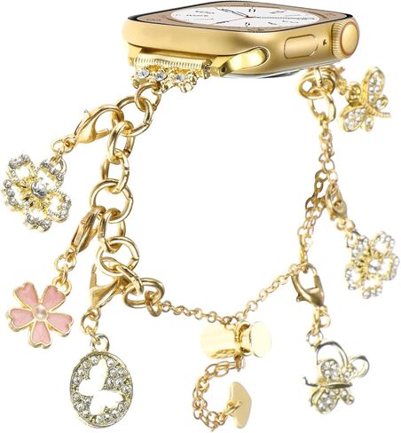 PENKEY Metal Band Compatible with Apple Watch 38mm 40mm 41mm 42mm 44mm 45mm 49mm, Bling Bracelet with Charms Dressy Pendants Straps for iWatch Ultra SE & Series 9 8 7 6 5 4 3 2 1 in Saudi Arabia