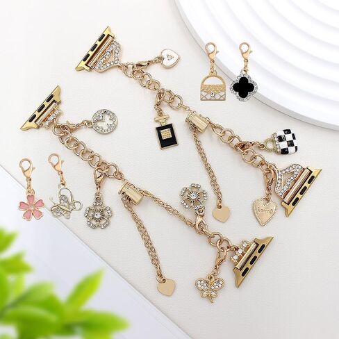 PENKEY Metal Band Compatible with Apple Watch 38mm 40mm 41mm 42mm 44mm 45mm 49mm, Bling Bracelet with Charms Dressy Pendants Straps for iWatch Ultra SE & Series 9 8 7 6 5 4 3 2 1 in Saudi Arabia
