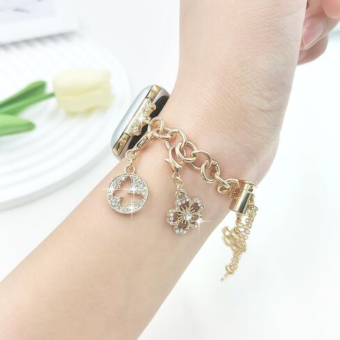 PENKEY Metal Band Compatible with Apple Watch 38mm 40mm 41mm 42mm 44mm 45mm 49mm, Bling Bracelet with Charms Dressy Pendants Straps for iWatch Ultra SE & Series 9 8 7 6 5 4 3 2 1 in Saudi Arabia