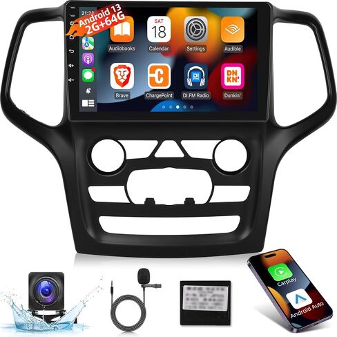 EKAT [2G+64G] Car Radio for Jeep Grand Cherokee 2014 2015 2016 2017 2018 2019 2020, 9 inch Touch Screen Android 13 Stereo, Carplay/Android Auto/HiFi Audio/SWC/Bluetooth/WiFi Hotspot in Saudi Arabia