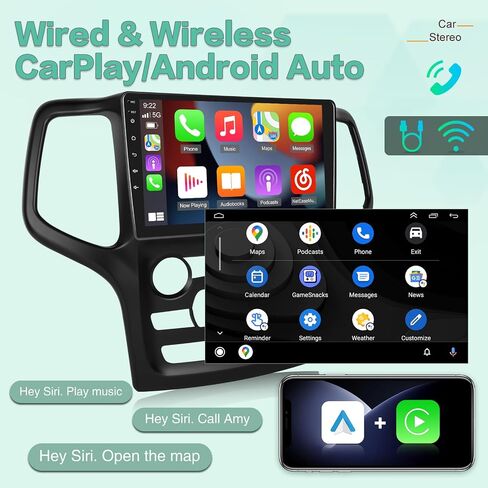 EKAT [2G+64G] Car Radio for Jeep Grand Cherokee 2014 2015 2016 2017 2018 2019 2020, 9 inch Touch Screen Android 13 Stereo, Carplay/Android Auto/HiFi Audio/SWC/Bluetooth/WiFi Hotspot in Saudi Arabia