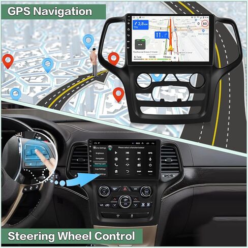 EKAT [2G+64G] Car Radio for Jeep Grand Cherokee 2014 2015 2016 2017 2018 2019 2020, 9 inch Touch Screen Android 13 Stereo, Carplay/Android Auto/HiFi Audio/SWC/Bluetooth/WiFi Hotspot in Saudi Arabia