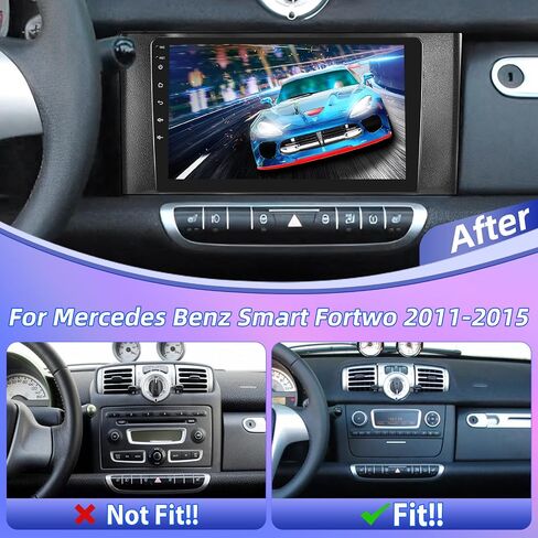 ستيريو سيارة 8 كور لسيارة Mercedes Benz Smart Fortwo 2011 2012-2015 مع Carplay اللاسلكي وAndroid Auto - Android [2+64G] راديو يعمل باللمس مع EQ/DSP/WiFi/مساعد صوتي + كاميرا رؤية خلفية AHD in Saudi Arabia