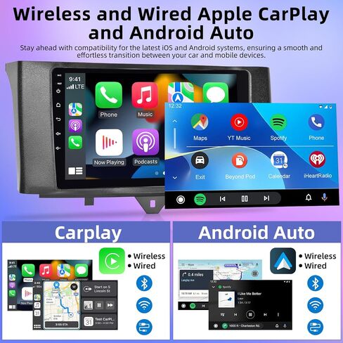 ستيريو سيارة 8 كور لسيارة Mercedes Benz Smart Fortwo 2011 2012-2015 مع Carplay اللاسلكي وAndroid Auto - Android [2+64G] راديو يعمل باللمس مع EQ/DSP/WiFi/مساعد صوتي + كاميرا رؤية خلفية AHD in Saudi Arabia