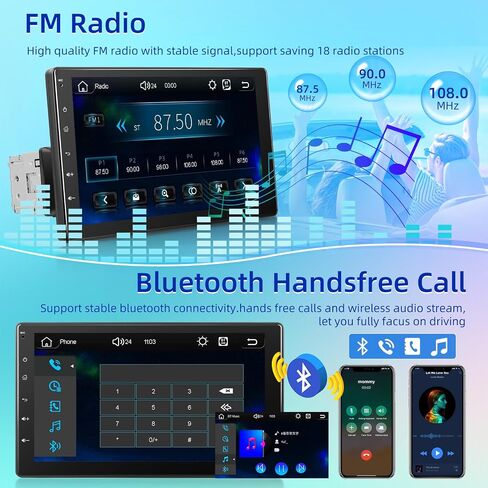 NHOPEEW Single Din Touch Screen Car Stereo with Wireless Carplay and Android Auto - 9 Inch Detachable IPS Screen Car Radio - Bluetooth/Mirror Link/SWC/FM + 12leds Backup Camera & Microphone in Saudi Arabia