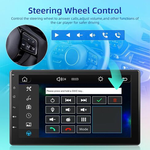 NHOPEEW Single Din Touch Screen Car Stereo with Wireless Carplay and Android Auto - 9 Inch Detachable IPS Screen Car Radio - Bluetooth/Mirror Link/SWC/FM + 12leds Backup Camera & Microphone in Saudi Arabia