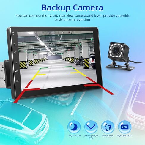 NHOPEEW Single Din Touch Screen Car Stereo with Wireless Carplay and Android Auto - 9 Inch Detachable IPS Screen Car Radio - Bluetooth/Mirror Link/SWC/FM + 12leds Backup Camera & Microphone in Saudi Arabia