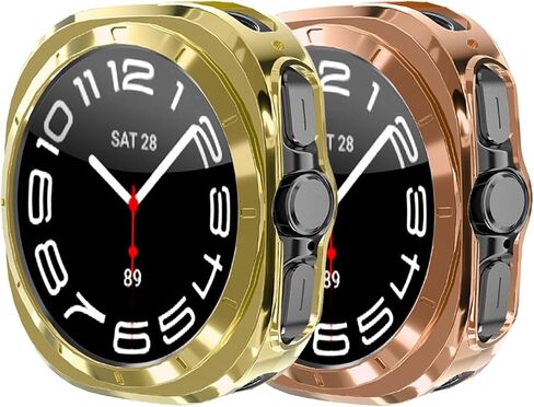 Compatible with Samsung Galaxy Watch Ultra 47mm Case 2024, Soft TPU Plated All Around Scratch-Proof Screen Protector Case Cover for Samsung Galaxy Watch Ultra 47mm (Gold Rose Gold) in Kuwait
