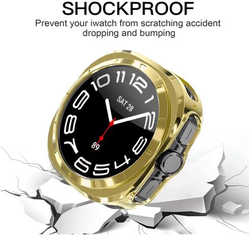 Compatible with Samsung Galaxy Watch Ultra 47mm Case 2024, Soft TPU Plated All Around Scratch-Proof Screen Protector Case Cover for Samsung Galaxy Watch Ultra 47mm (Gold Rose Gold) in Kuwait