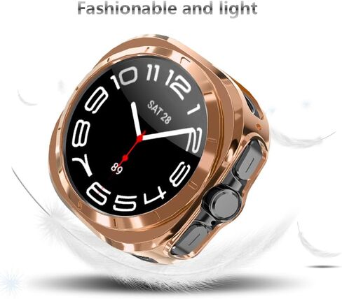 Compatible with Samsung Galaxy Watch Ultra 47mm Case 2024, Soft TPU Plated All Around Scratch-Proof Screen Protector Case Cover for Samsung Galaxy Watch Ultra 47mm (Gold Rose Gold) in Kuwait