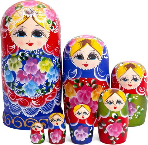AMOR PRESENT Nutcracker Nesting Dolls, 5PCS Nutcracker Matryoshka Wood Nesting Nutcrackers for Christmas Children Kids Birthday Gift in Saudi Arabia