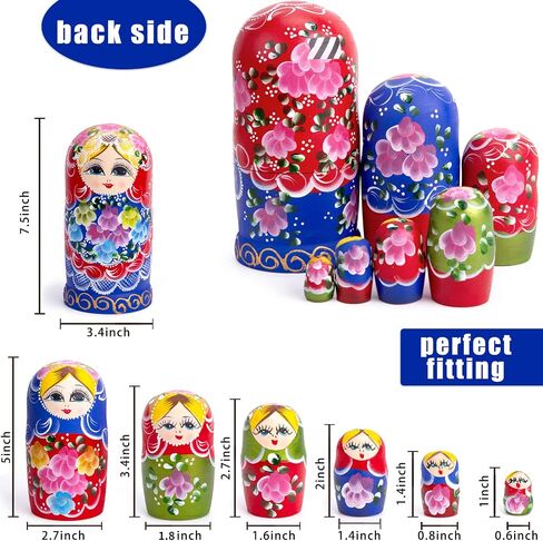 AMOR PRESENT Nutcracker Nesting Dolls, 5PCS Nutcracker Matryoshka Wood Nesting Nutcrackers for Christmas Children Kids Birthday Gift in Saudi Arabia