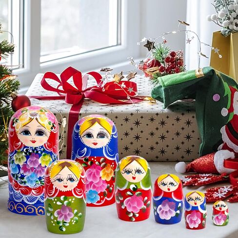 AMOR PRESENT Nutcracker Nesting Dolls, 5PCS Nutcracker Matryoshka Wood Nesting Nutcrackers for Christmas Children Kids Birthday Gift in Saudi Arabia