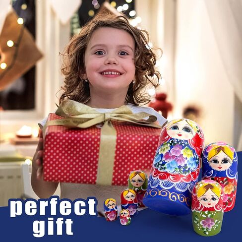 AMOR PRESENT Nutcracker Nesting Dolls, 5PCS Nutcracker Matryoshka Wood Nesting Nutcrackers for Christmas Children Kids Birthday Gift in Saudi Arabia