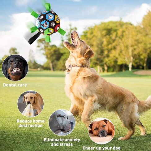6'' Colorful Dog Toy Soccer Ball with Straps for Dog, Outdoor Interactive Tug of War, Puppy Birthday Gift, Dog Water Toys, Durable Dog Ball for Small and Medium Large Dogs (Pink and White) in Saudi Arabia