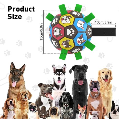 6'' Colorful Dog Toy Soccer Ball with Straps for Dog, Outdoor Interactive Tug of War, Puppy Birthday Gift, Dog Water Toys, Durable Dog Ball for Small and Medium Large Dogs (Pink and White) in Saudi Arabia