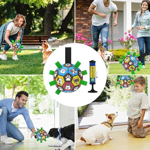 6'' Colorful Dog Toy Soccer Ball with Straps for Dog, Outdoor Interactive Tug of War, Puppy Birthday Gift, Dog Water Toys, Durable Dog Ball for Small and Medium Large Dogs (Pink and White) in Saudi Arabia
