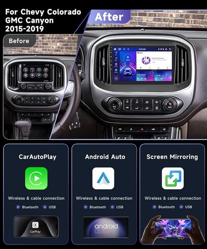 8 Core 4G 64G Car Radio Stereo for Chevy Colorado/GMC Canyon 2015-2019 with DSP/36EQ Wireless Carplay Android Auto 9inch 1280 * 720P IPS Touch Screen Canbus BT 5.0 GPS WiFi Mirror Link Backup Camera in Saudi Arabia