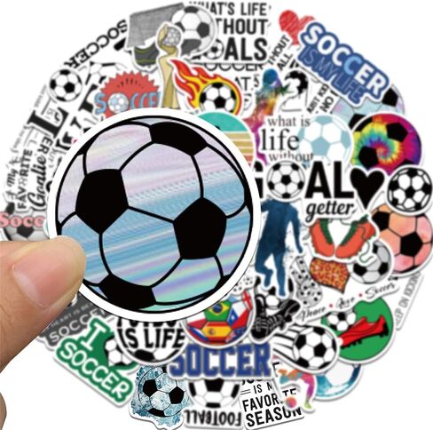 ملصقات كرة القدم لزجاجات المياه، ملصقات تدريب كرة القدم I Love Soccer للأطفال، 50 قطعة من ملصقات الفينيل المقاومة للماء هدية بالجملة، هدايا حفلات كرة القدم الرياضية، ديكورات كرة القدم in Kuwait