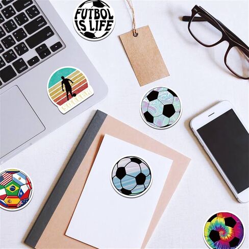 ملصقات كرة القدم لزجاجات المياه، ملصقات تدريب كرة القدم I Love Soccer للأطفال، 50 قطعة من ملصقات الفينيل المقاومة للماء هدية بالجملة، هدايا حفلات كرة القدم الرياضية، ديكورات كرة القدم in Kuwait