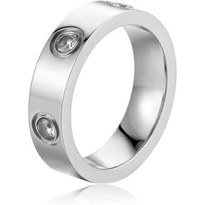 YCSLYW Ladies Stainless Steel Ring Love Friendship Ring Golden High Polish Stainless Steel Ring Wedding Jewelry Birthday Gift, 5-10