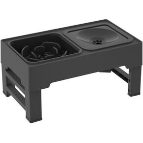 Elevated Dog Bowls for Large Dogs, Adjustable 4 Heights Raised Dog Bowl Stand with 2 Slow Feeders, Anti Slip No Spill Dog Water Bowl for Small Medium Large Dogs & Pets, Grey
