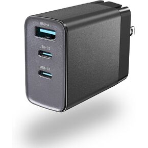 DCV Fast Charging Block for iPhone 14, 65W GaN PD QC 3.0 3-Port USB C Wall Charger Compatible with MacBook Pro/Air, Laptops, iPad Pro, iPhone 14 Pro Max 13 12 11, Galaxy S22 S21 Note 20
