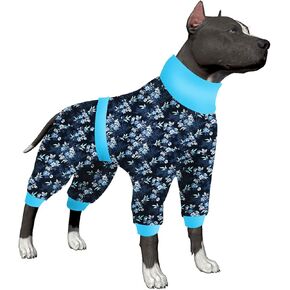 بذلة الكلاب من LovinPet، بذلة للكلاب بعد العملية الجراحية، حزام عاكس لتغطية كاملة ومضادة لعق الكلاب، بيجامة خفيفة الوزن بفروع خلفية مزهرة بطبعات بحرية للكلاب الكبيرة مقاس XXL in Kuwait